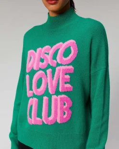 New FROM FUTURE Pull Col Montant Disco Love Club Winter Green