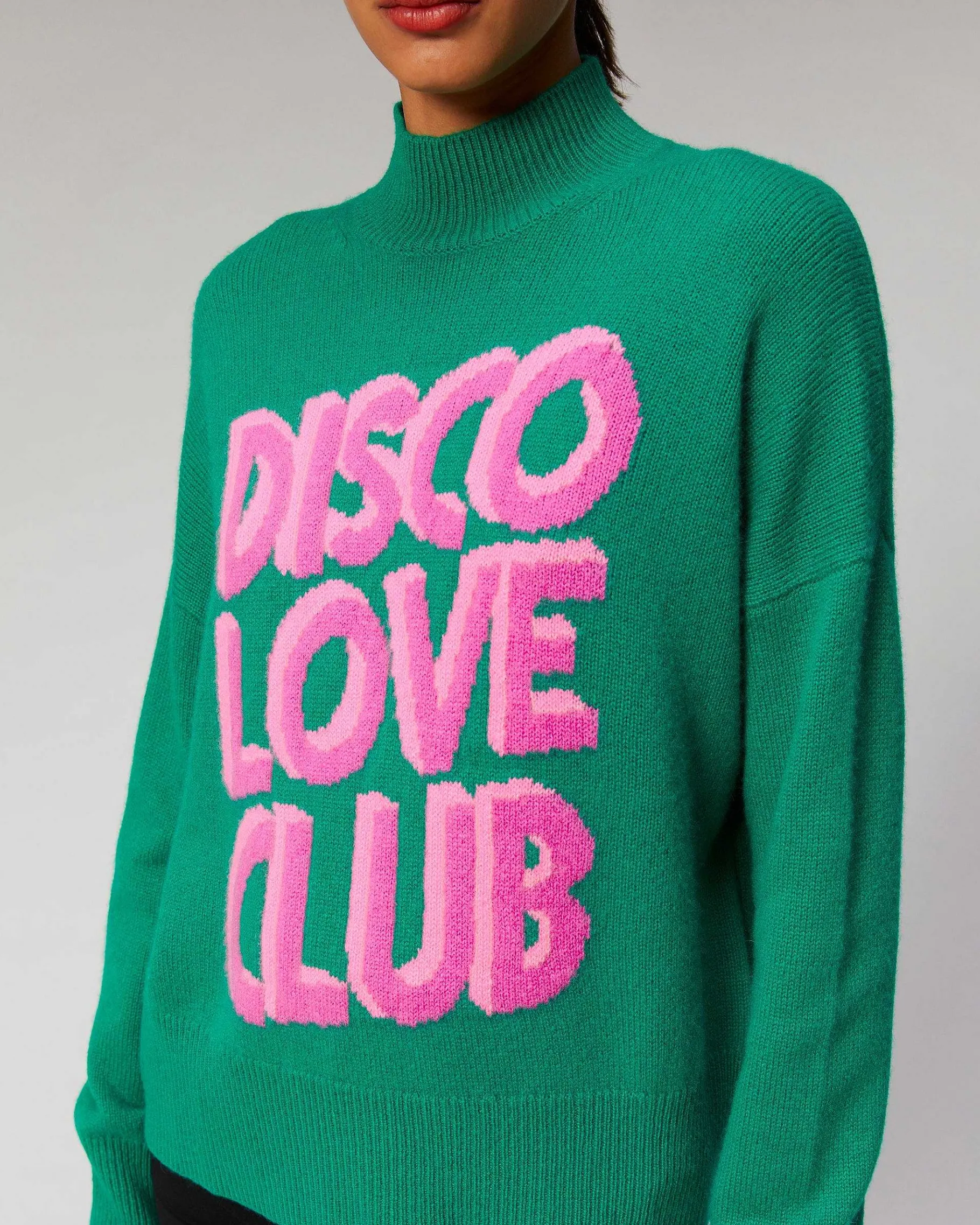 New FROM FUTURE Pull Col Montant Disco Love Club Winter Green