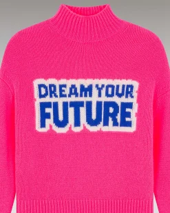 New FROM FUTURE Pull Col Montant Dream Your Future Winter Fuschia