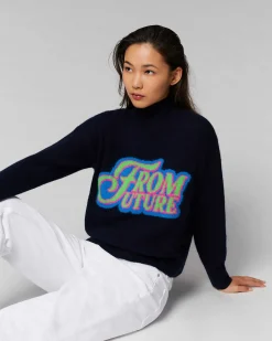 Sale FROM FUTURE Pull Col Montant Navy