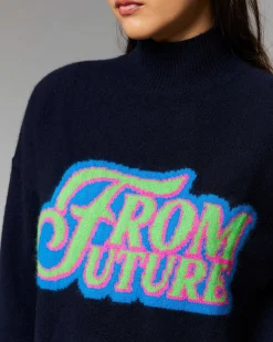 Sale FROM FUTURE Pull Col Montant Navy