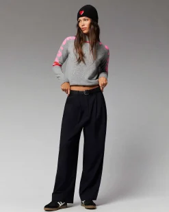 Outlet FROM FUTURE Pull Col Montant Future Contraste Leger Gris Chine Fonce