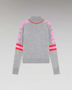 Outlet FROM FUTURE Pull Col Montant Future Contraste Leger Gris Chine Fonce