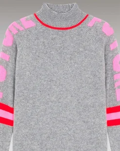 Outlet FROM FUTURE Pull Col Montant Future Contraste Leger Gris Chine Fonce