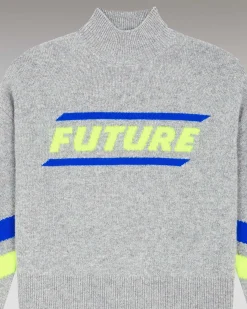 Online FROM FUTURE Pull Col Montant Future Et Bandes Manches Gris Chine Fonce