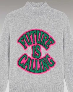 Hot FROM FUTURE Pull Col Montant Future Is Calling Leger Gris Chine Fonce