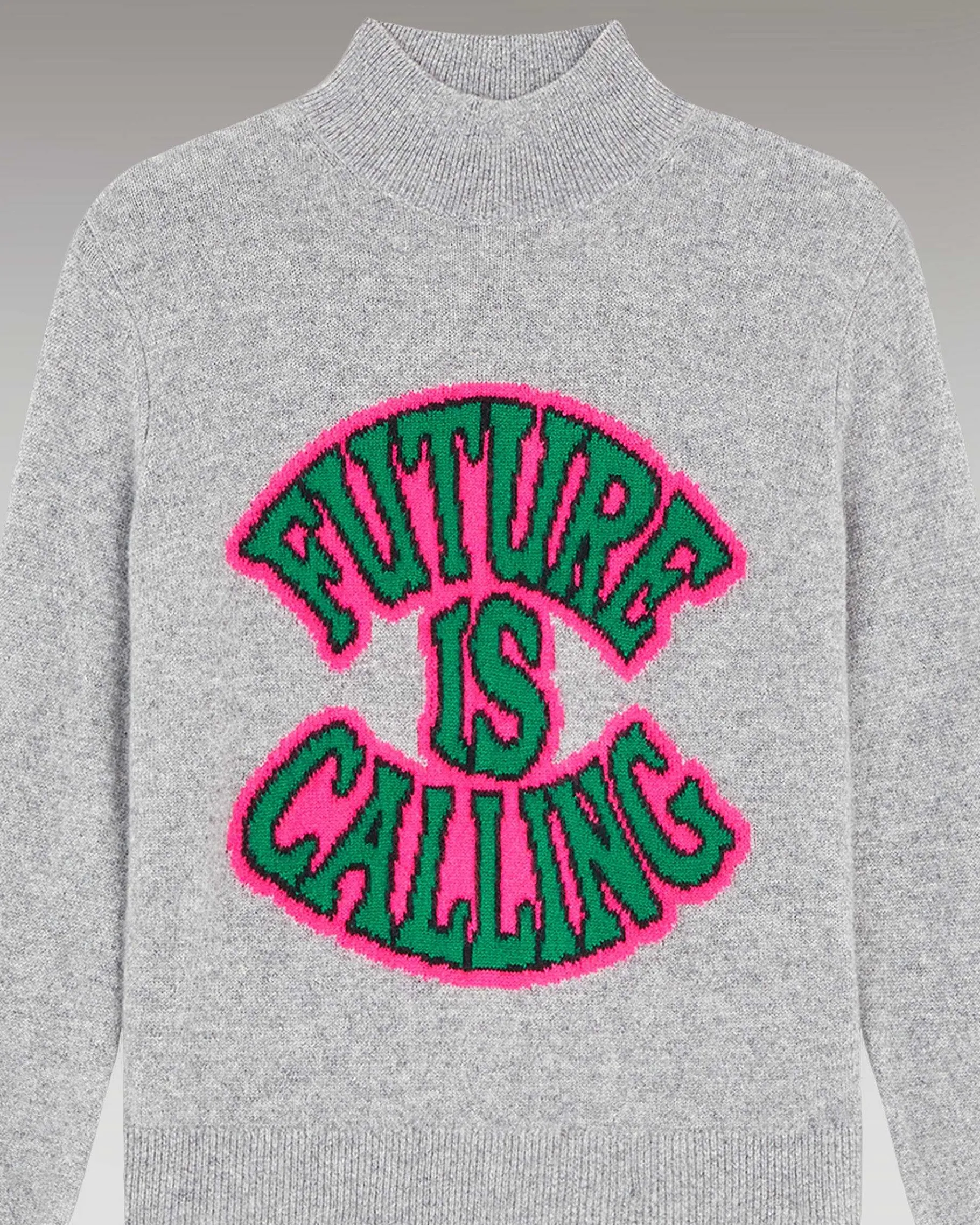 Hot FROM FUTURE Pull Col Montant Future Is Calling Leger Gris Chine Fonce