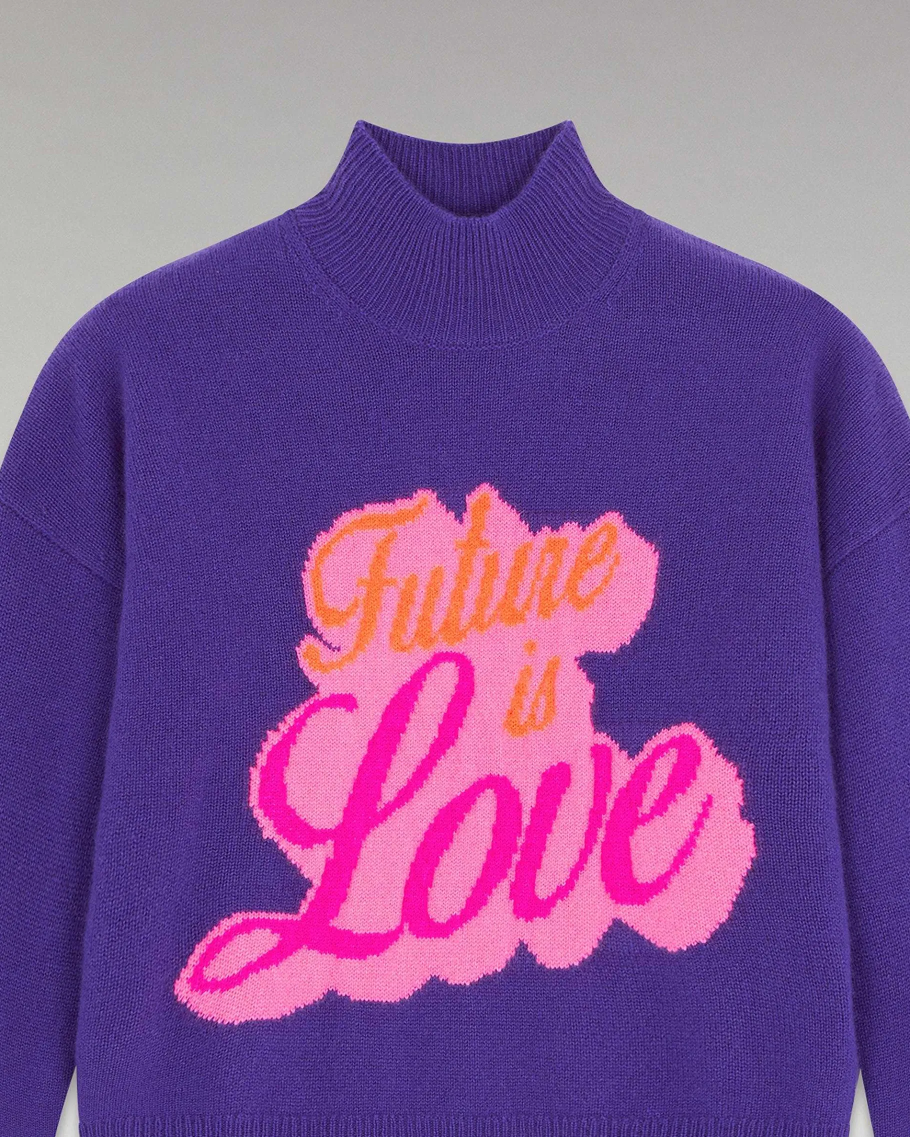 Hot FROM FUTURE Pull Col Montant Future Is Love Violet Fluo