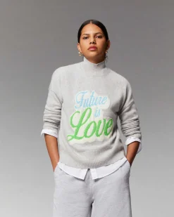 Discount FROM FUTURE Pull Col Montant Future Is Love Gris Chine Clair