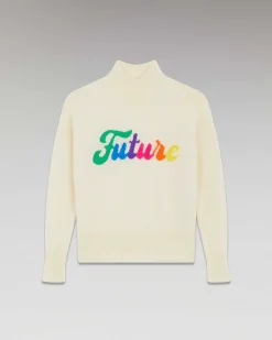 Discount FROM FUTURE Pull Col Montant Future Multico Ecru