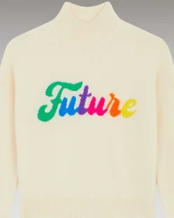 Discount FROM FUTURE Pull Col Montant Future Multico Ecru