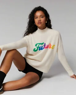 Discount FROM FUTURE Pull Col Montant Future Multico Ecru