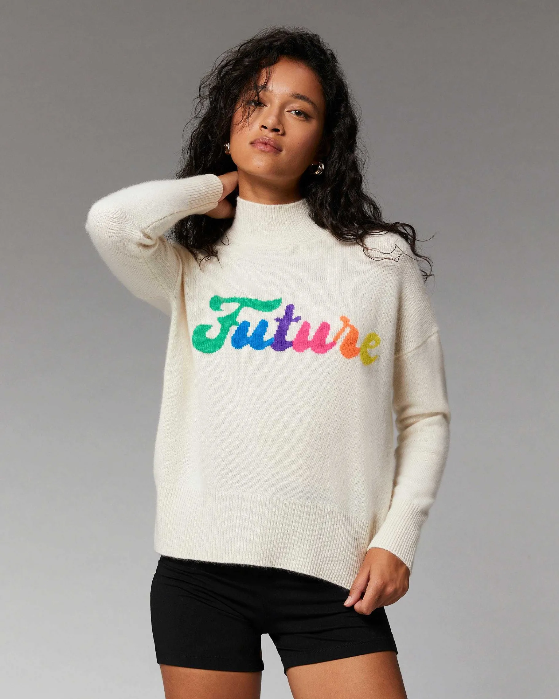 FROM FUTURE Pull Col Montant Future Multico Gris Chine Clair