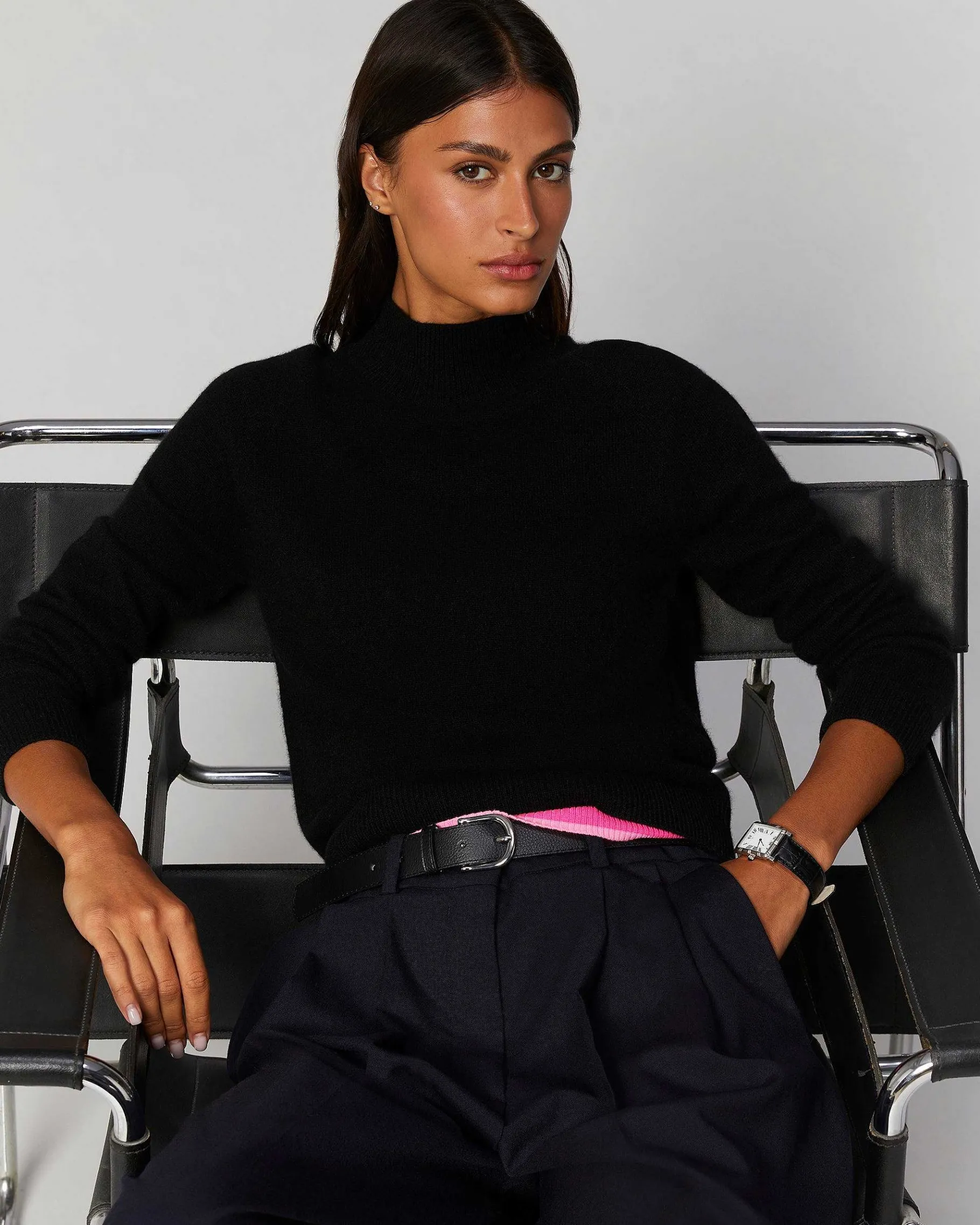 Clearance FROM FUTURE Pull Col Montant Leger Gris Chine Clair