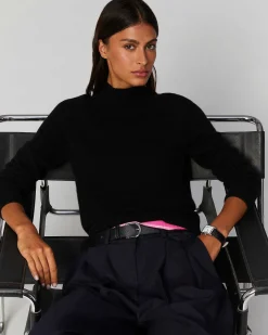 Hot FROM FUTURE Pull Col Montant Leger Noir
