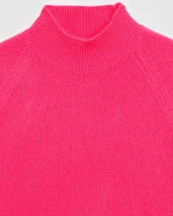 Hot FROM FUTURE Pull Col Montant Leger Winter Fuschia