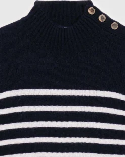 Online FROM FUTURE Pull Col Montant Mariniere A Boutons Navy