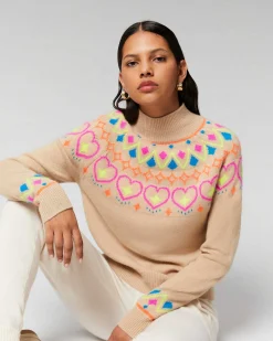 Clearance FROM FUTURE Pull Col Montant Norvegien Beige