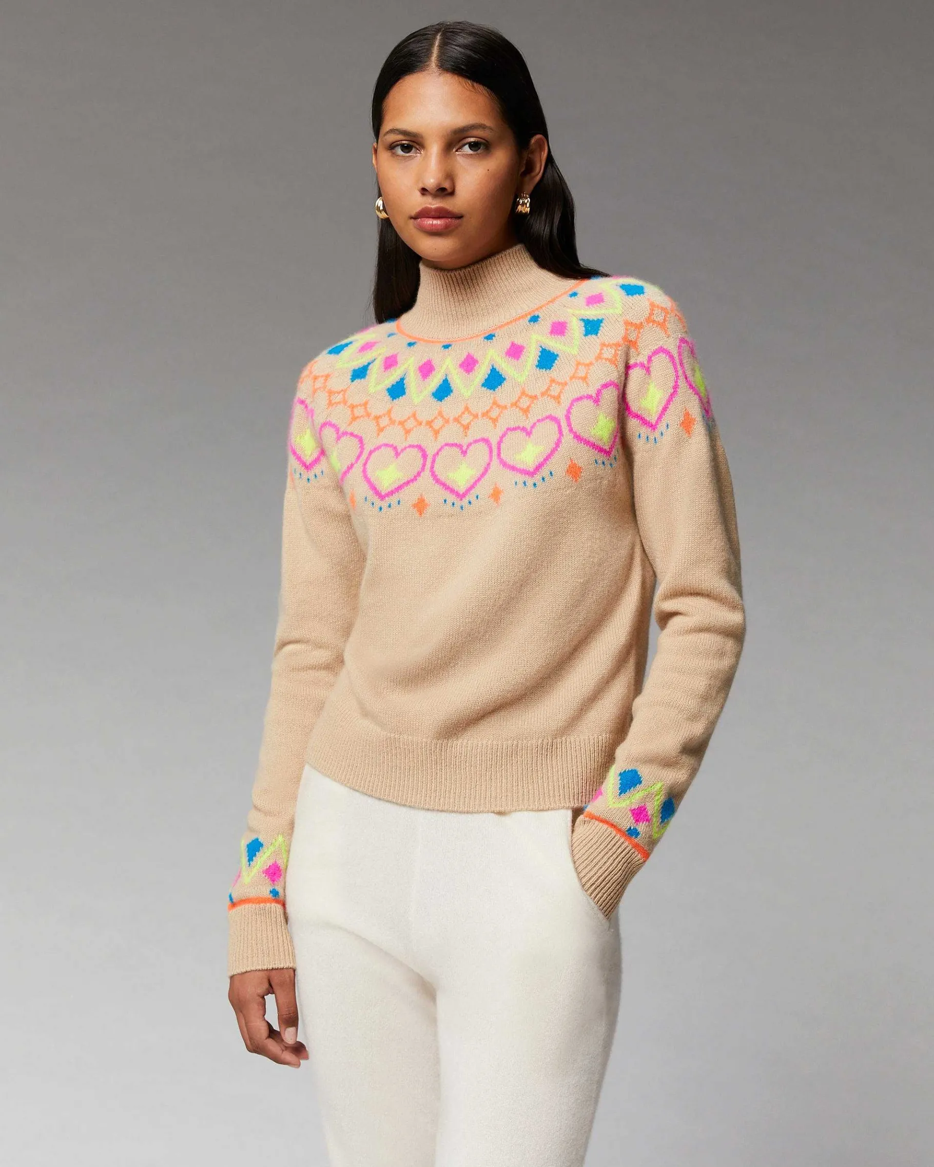 Clearance FROM FUTURE Pull Col Montant Norvegien Beige