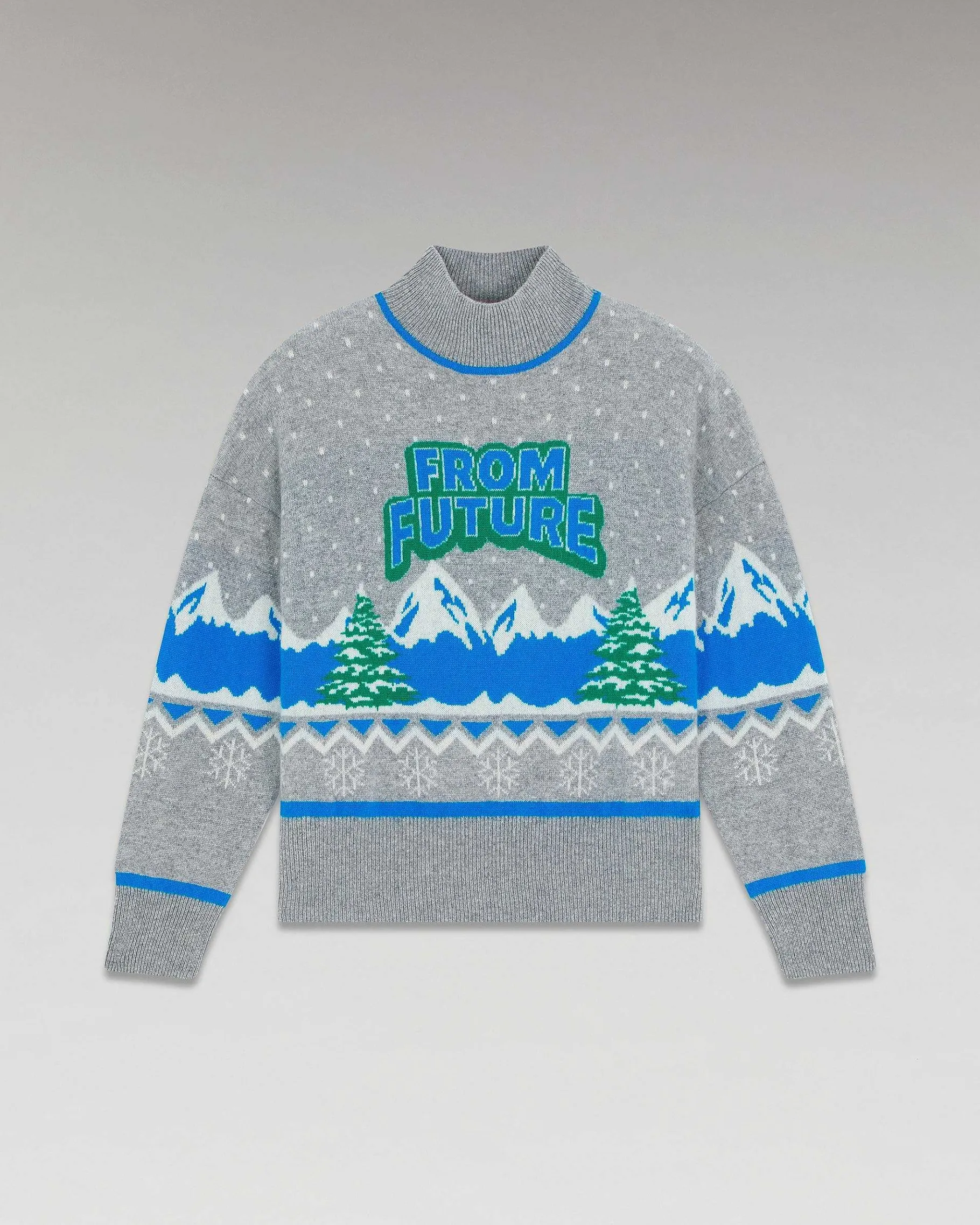 Hot FROM FUTURE Pull Col Montant Norvegien Gris Chine Fonce