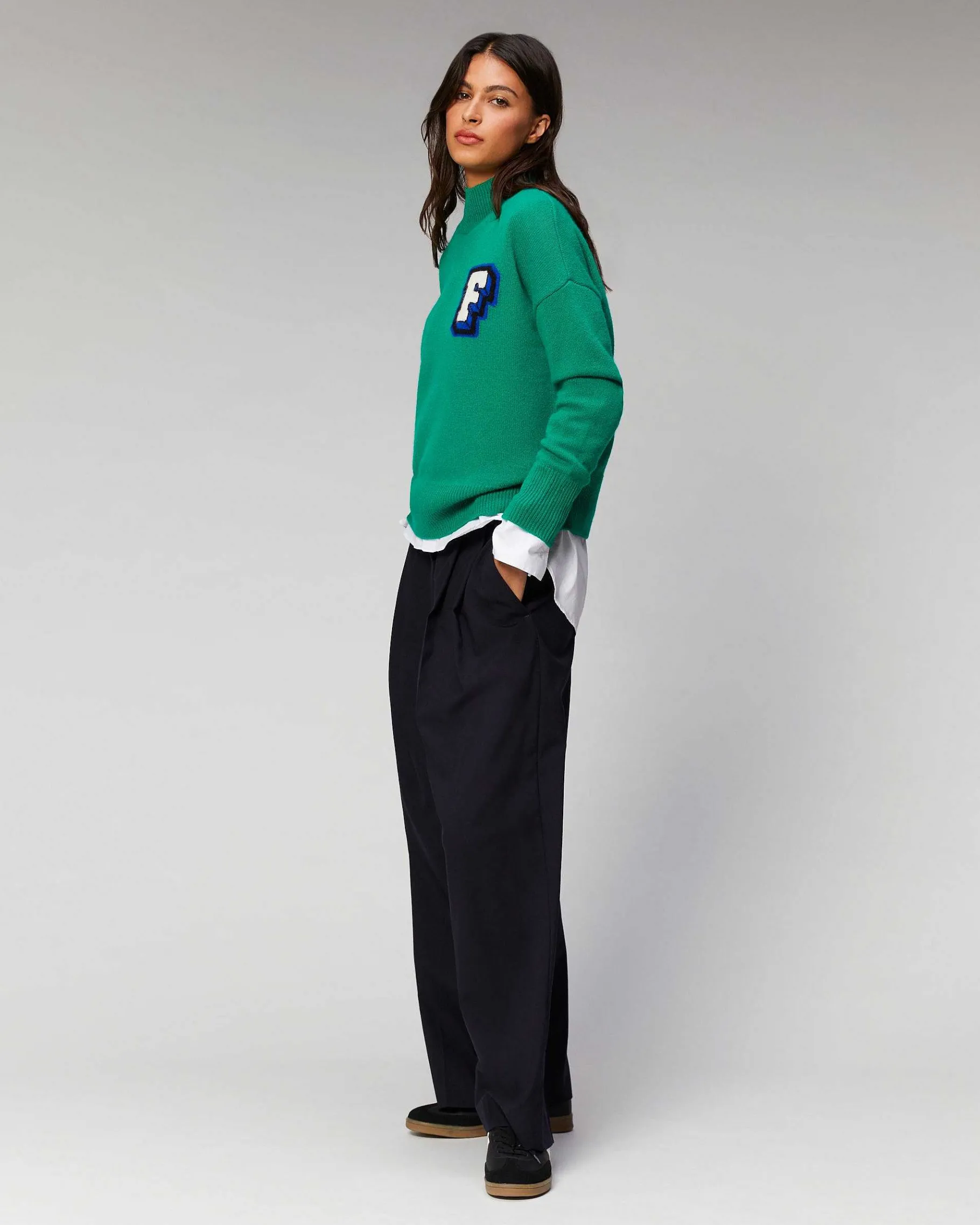 Online FROM FUTURE Pull Col Montant Oversize Winter Green