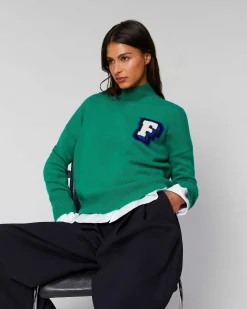 Online FROM FUTURE Pull Col Montant Oversize Winter Green