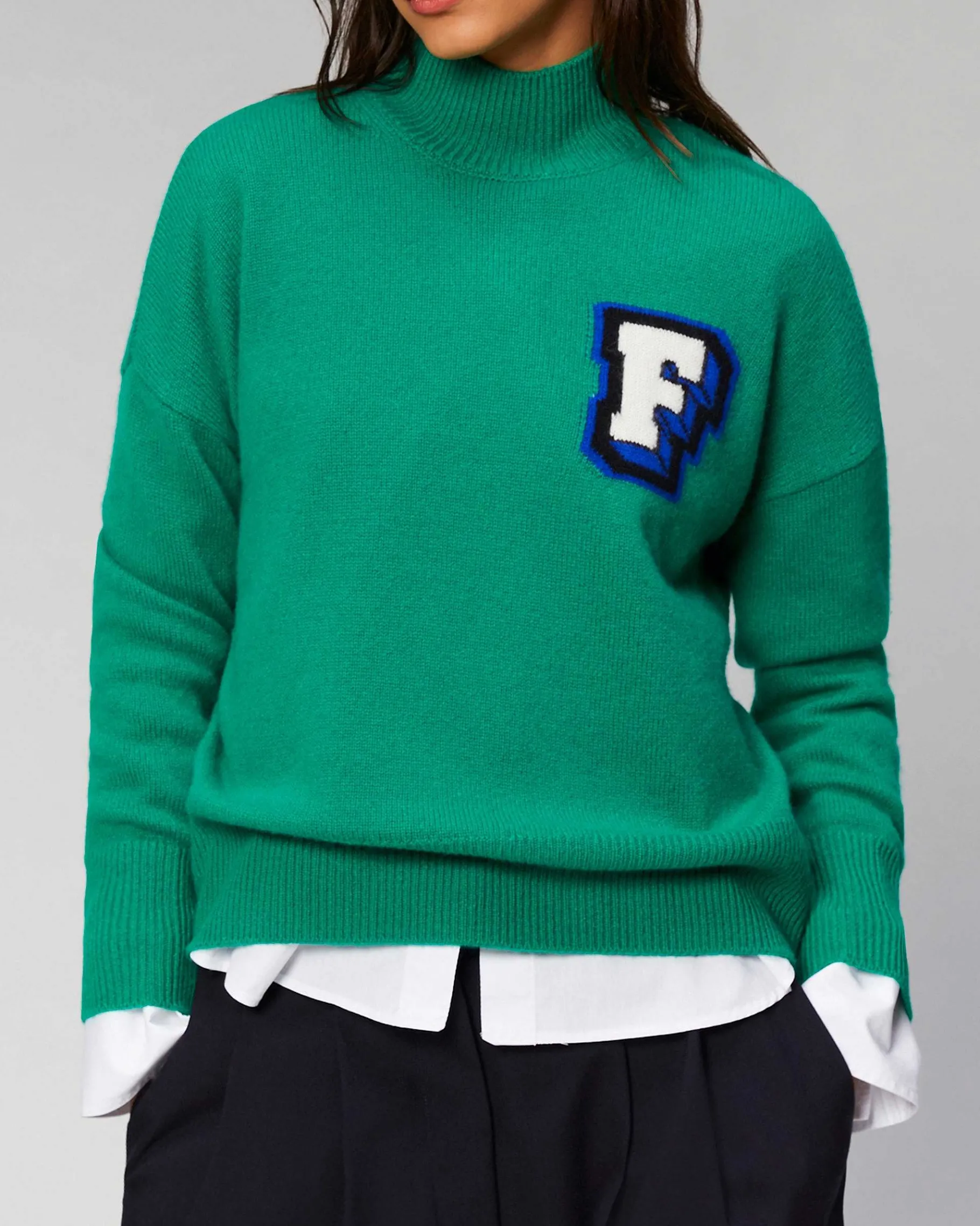 Online FROM FUTURE Pull Col Montant Oversize Winter Green