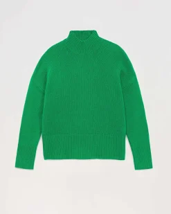 Hot FROM FUTURE Pull Col Montant Oversize Winter Green