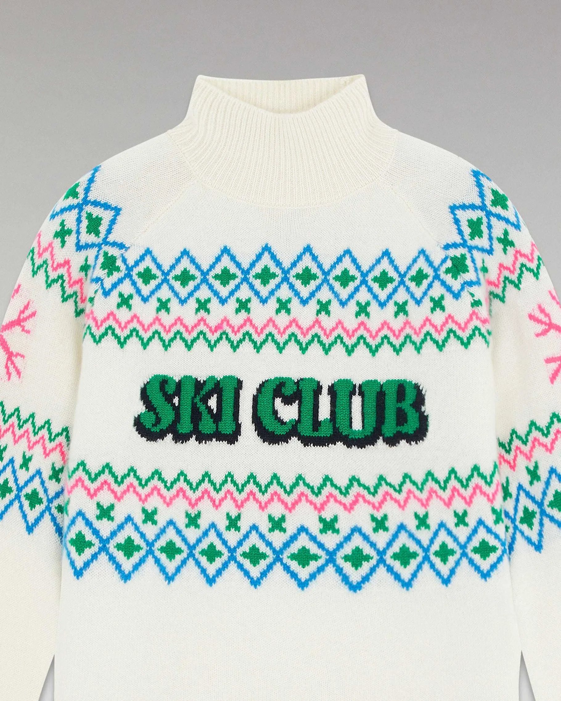 Online FROM FUTURE Pull Col Montant Ski Club Ecru