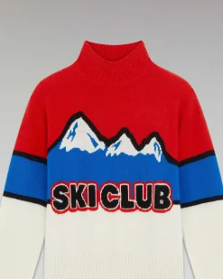 New FROM FUTURE Pull Col Montant Ski Club Montagnes Power Red