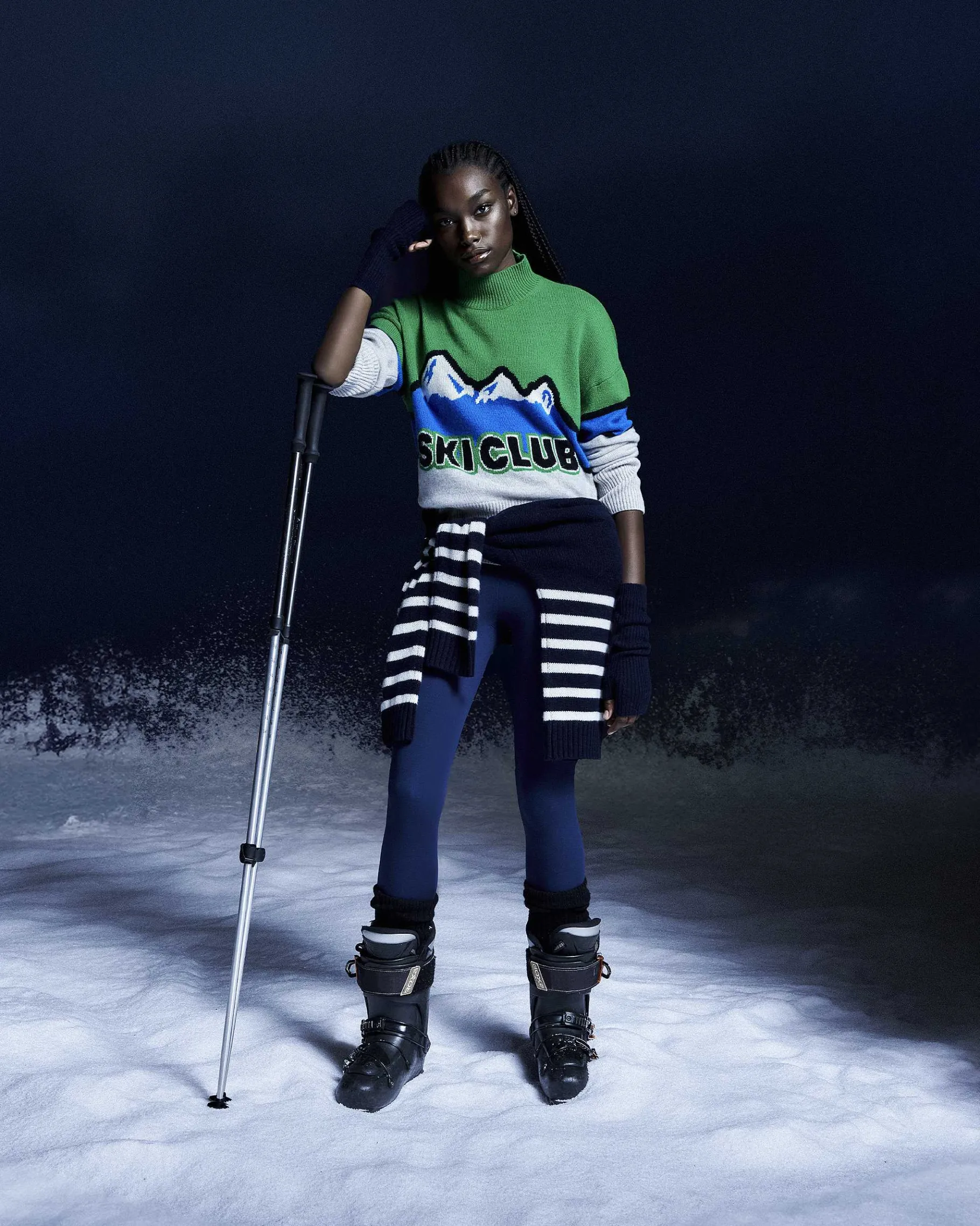 Hot FROM FUTURE Pull Col Montant Ski Club Montagnes Vert Gazon