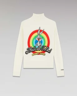 Hot FROM FUTURE Pull Col Montant That'S All Folks Looney Tunes Ecru