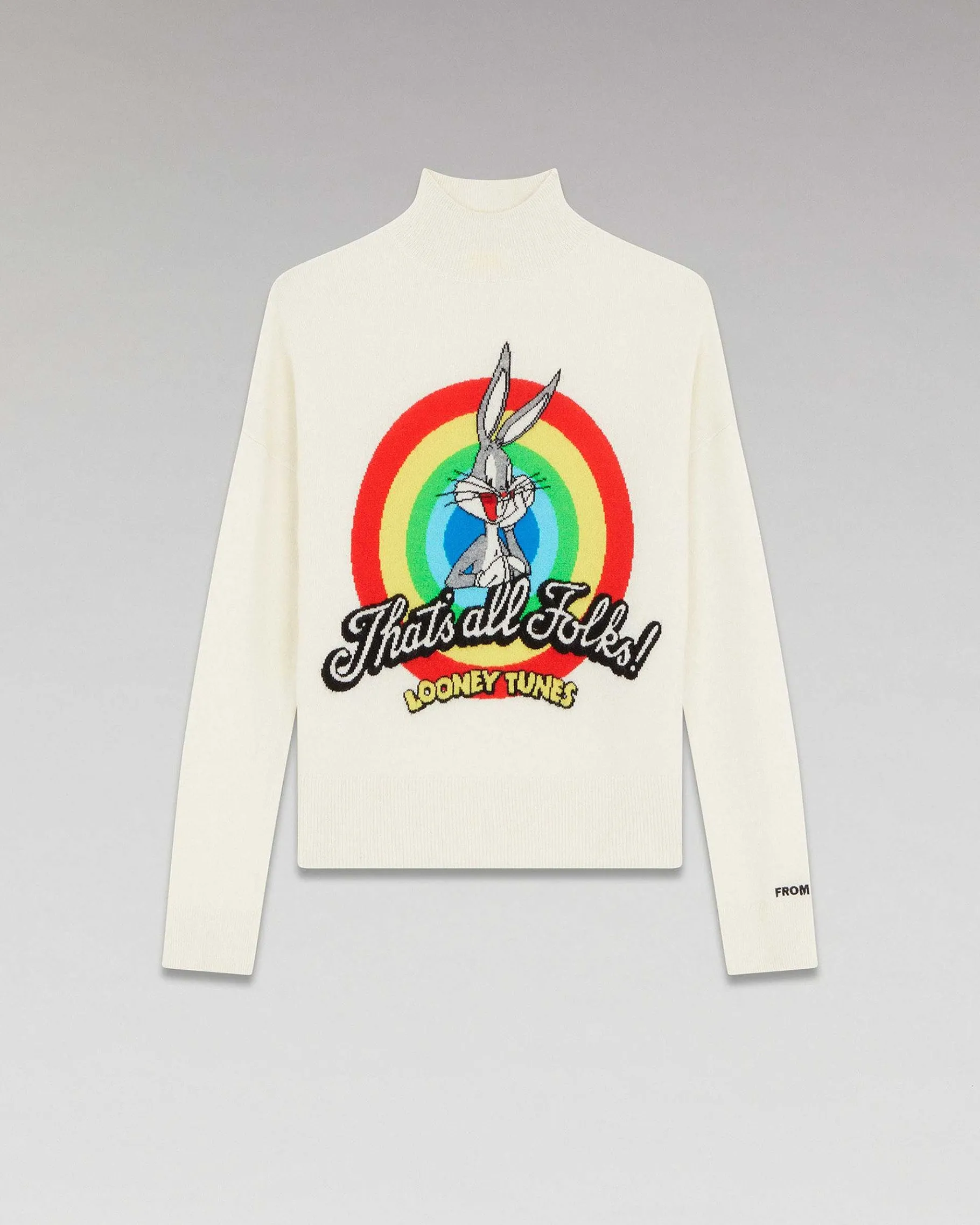 Hot FROM FUTURE Pull Col Montant That'S All Folks Looney Tunes Ecru