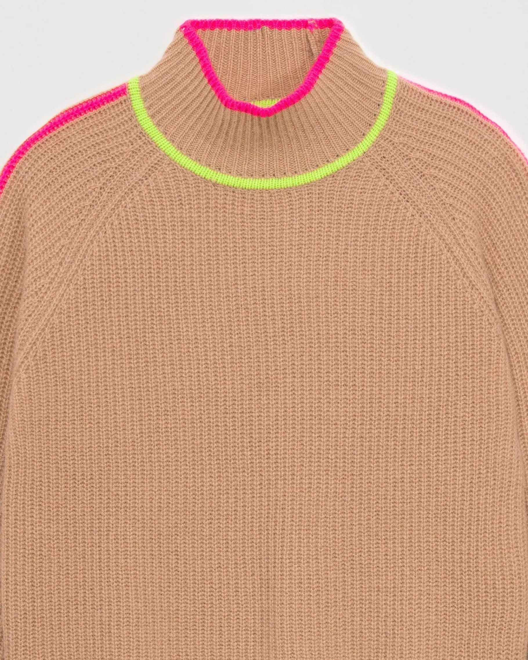 New FROM FUTURE Pull Col Montant Tricolore Maille Perlee