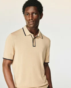 New FROM FUTURE Pull Col Polo Tropical Camel