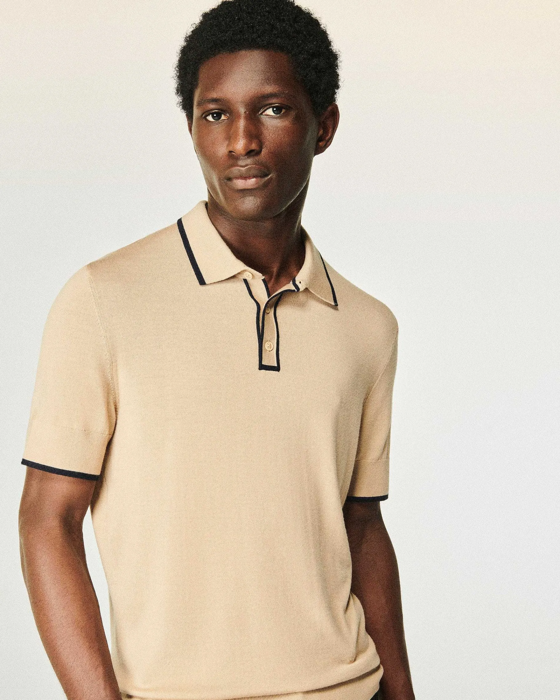New FROM FUTURE Pull Col Polo Tropical Camel