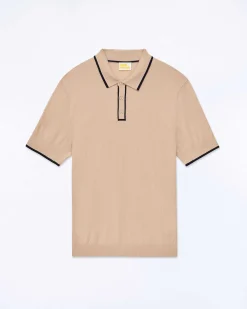 New FROM FUTURE Pull Col Polo Tropical Camel