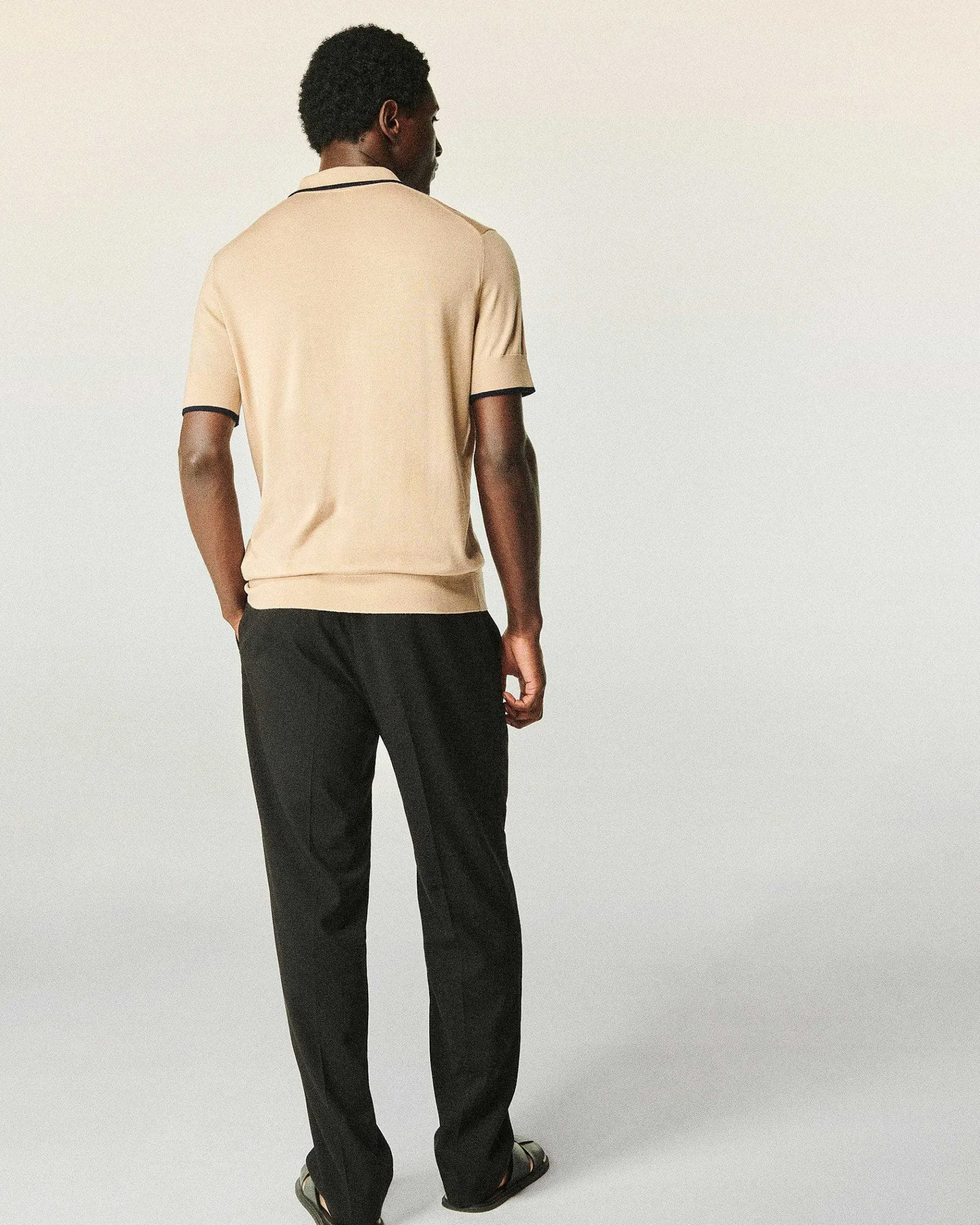 New FROM FUTURE Pull Col Polo Tropical Camel