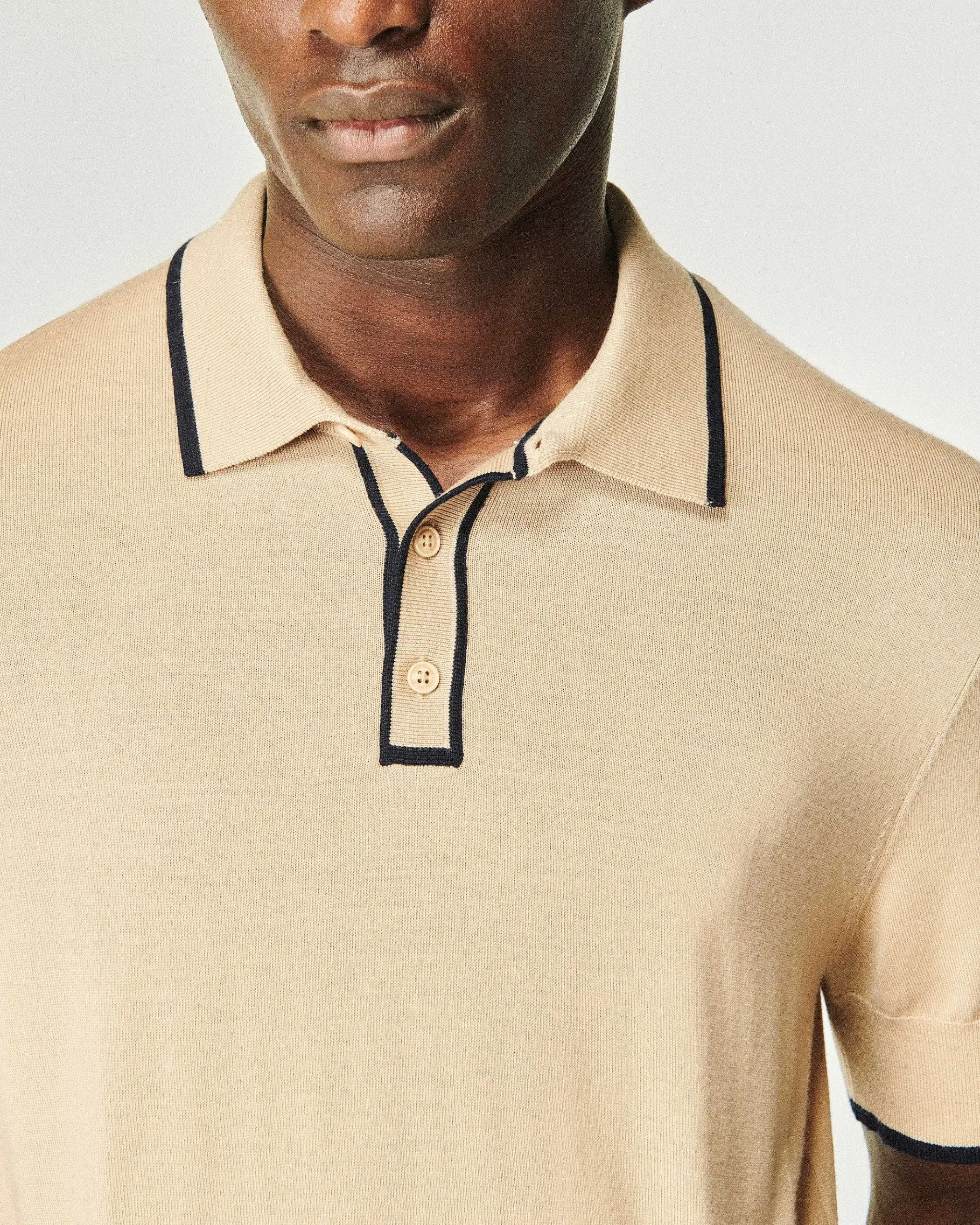 New FROM FUTURE Pull Col Polo Tropical Camel