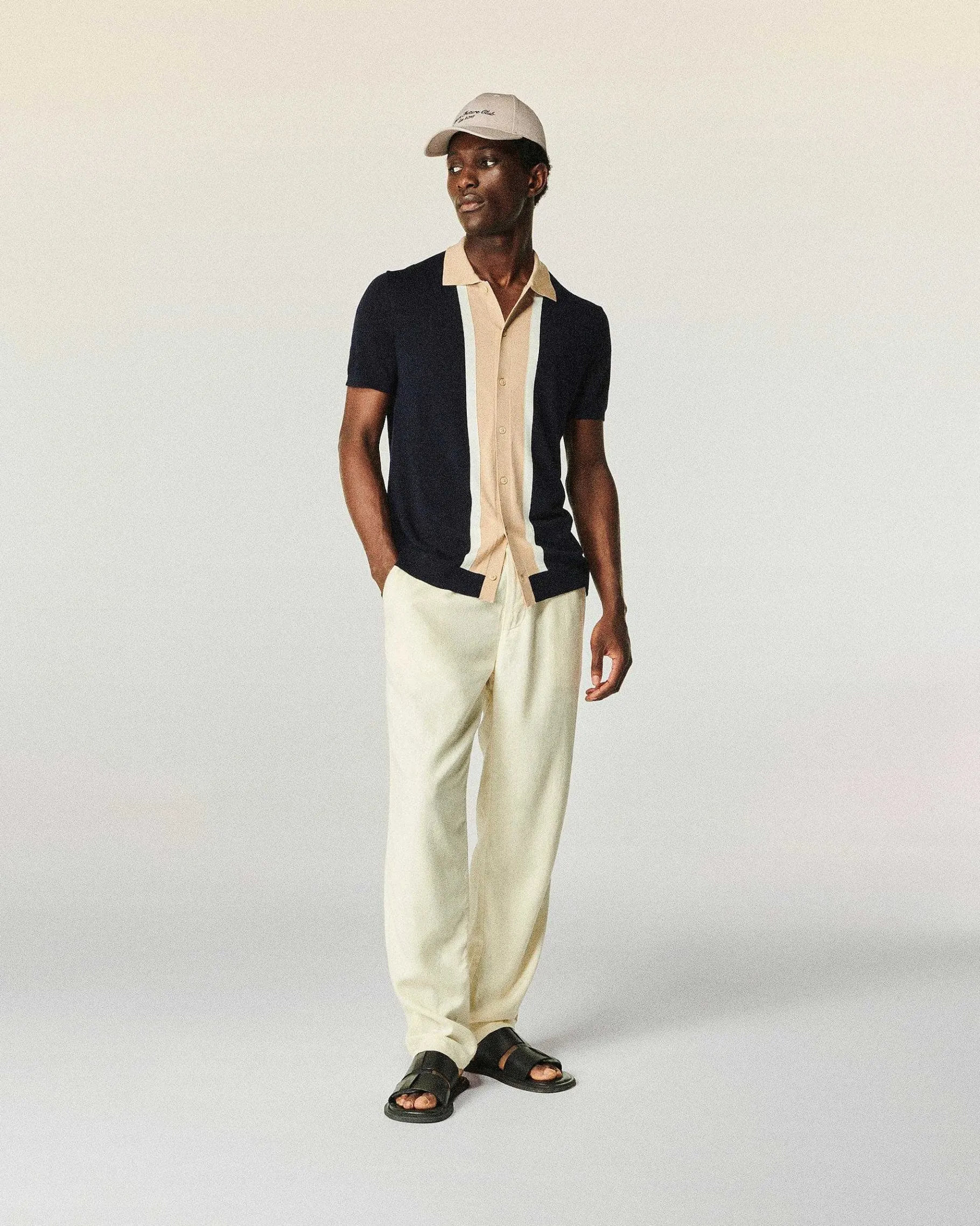 New FROM FUTURE Pull Col Polo Navy