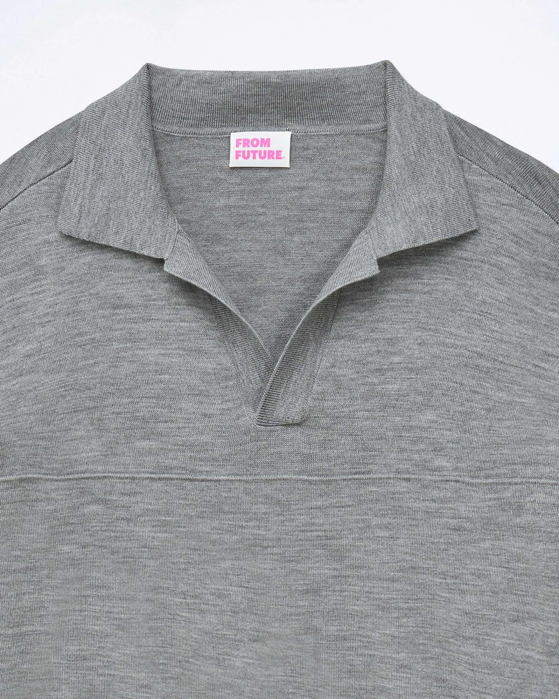 Clearance FROM FUTURE Pull Col Polo Gris Chine Fonce