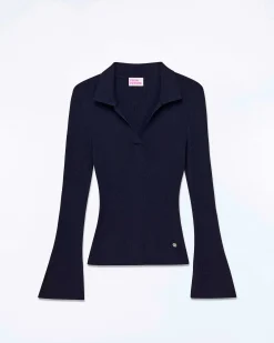 Sale FROM FUTURE Pull Col Polo A Cotes Bijou Navy