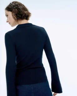 Sale FROM FUTURE Pull Col Polo A Cotes Bijou Navy