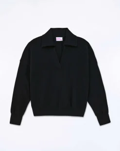 Sale FROM FUTURE Pull Col Polo Basique Noir