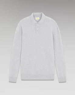 Sale FROM FUTURE Pull Col Polo Basique Gris Chine Clair