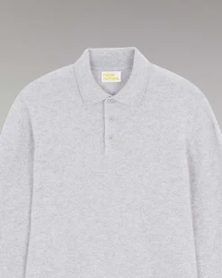 Sale FROM FUTURE Pull Col Polo Basique Gris Chine Clair
