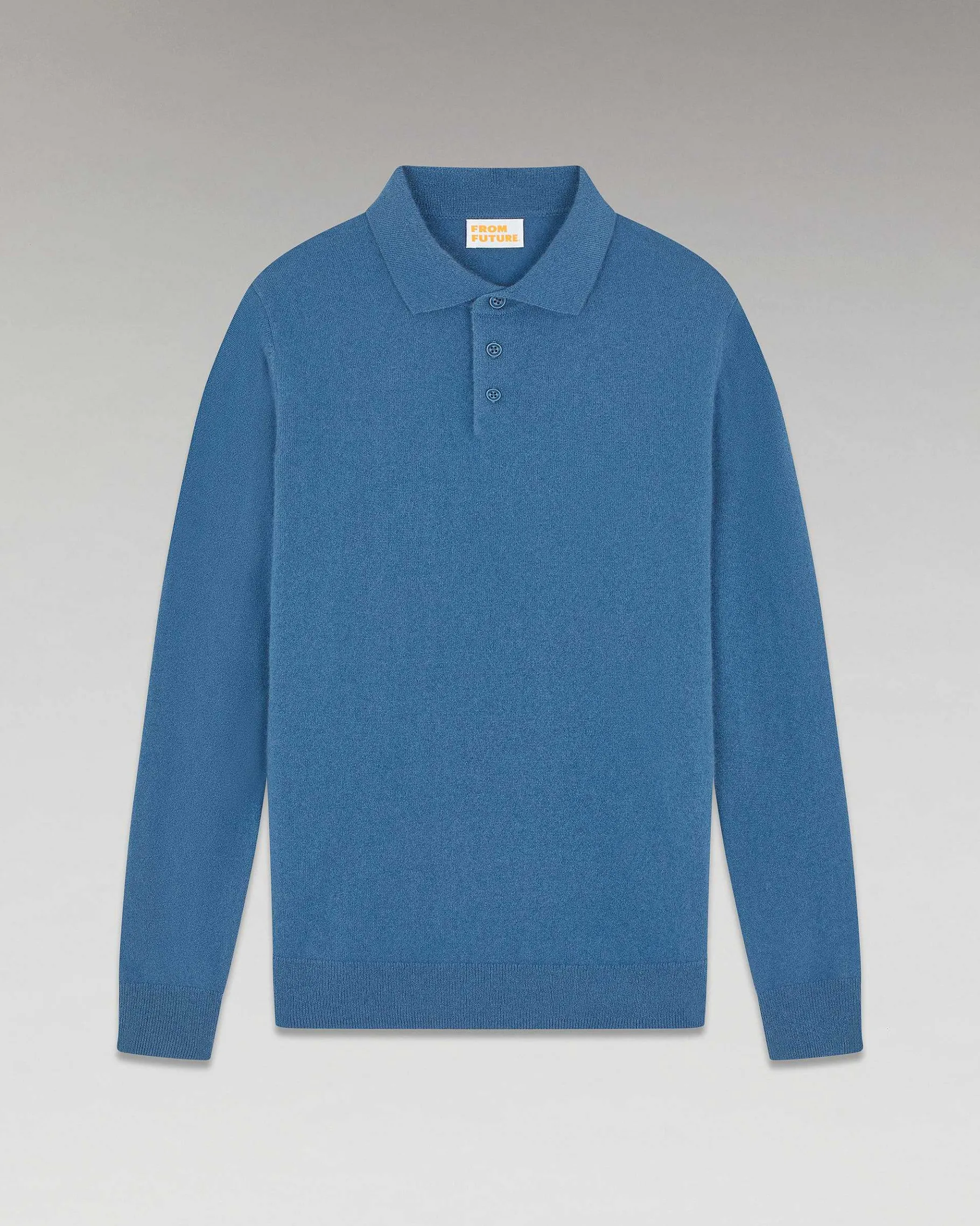 Online FROM FUTURE Pull Col Polo Basique Washed Blue