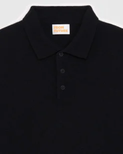 FROM FUTURE Pull Col Polo Basique Noir