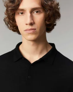 Sale FROM FUTURE Pull Col Polo Basique Noir