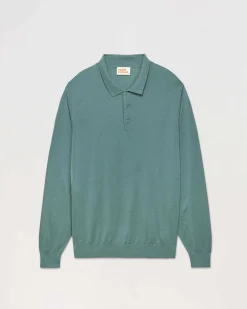 Best FROM FUTURE Pull Col Polo Basique Washed Green